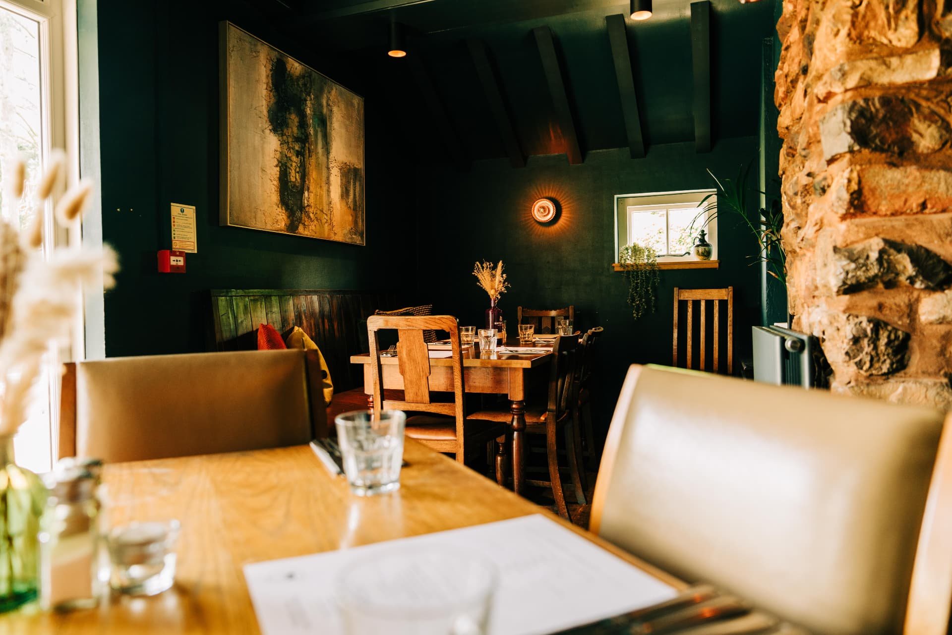 Laid tables in the dining room